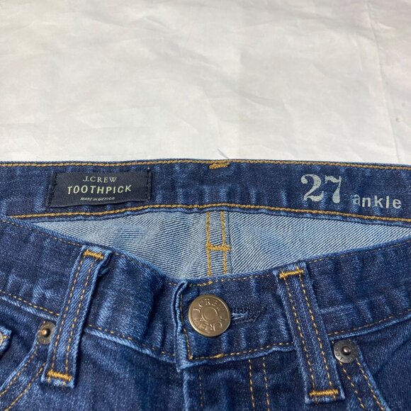 J Crew Toothpick Skinny Jeans Womens Size 27 Ankle Dark Wash - Picture 2 of 3